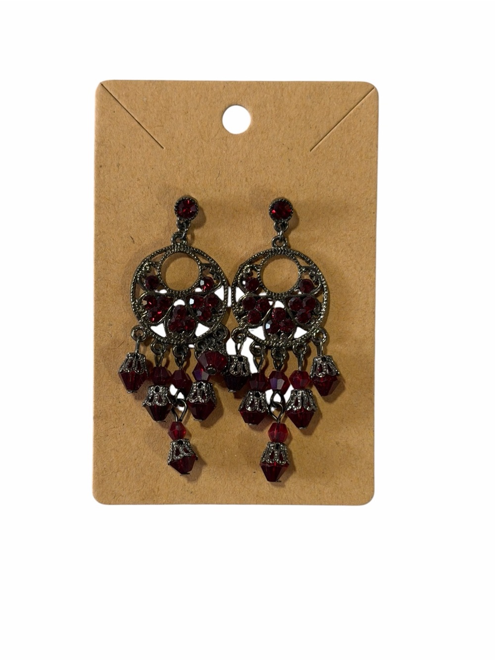 Elegant Garnet Crystal Chandelier Earrings